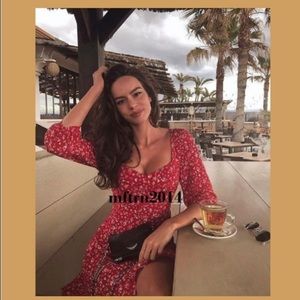 Mini dress red floral Zara